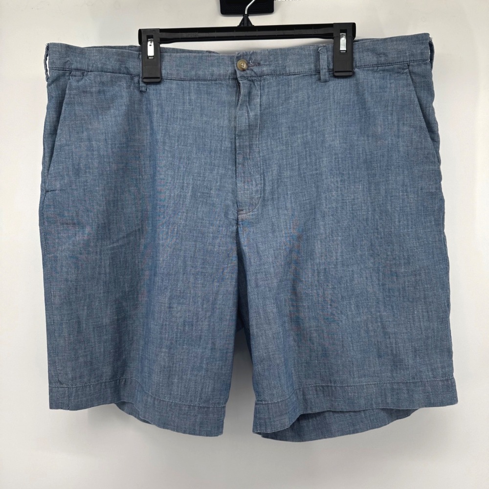 Polo Ralph Lauren Classic Fit Blue Chambray Shorts Mens 40 Flat Front Casual